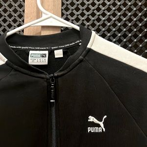 Small black white stripe puma zip up